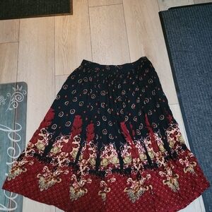 Outback Red Black and Burgundy Floral Maxi Skirt